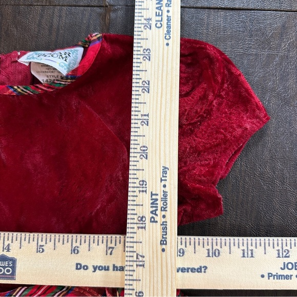 Sugar Plum Red Plaid Dress with Velvet Top Girls Christmas Recital Sz 5 - Picture 5 of 11